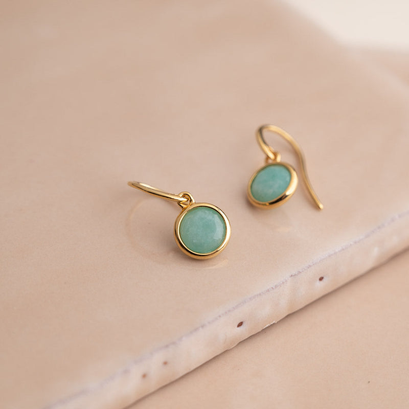 AVA AMAZONITE GOLDEN HOOK EARRING