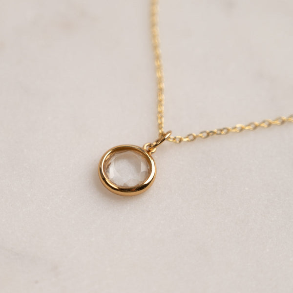AVA WHITE TOPAZ GOLDEN PENDANT