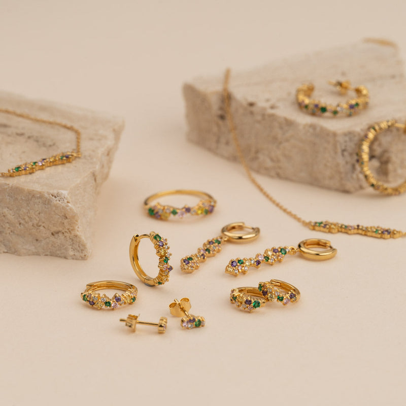 CLAIR RAINBOW GOLDEN MINI HUGGIE EARRING