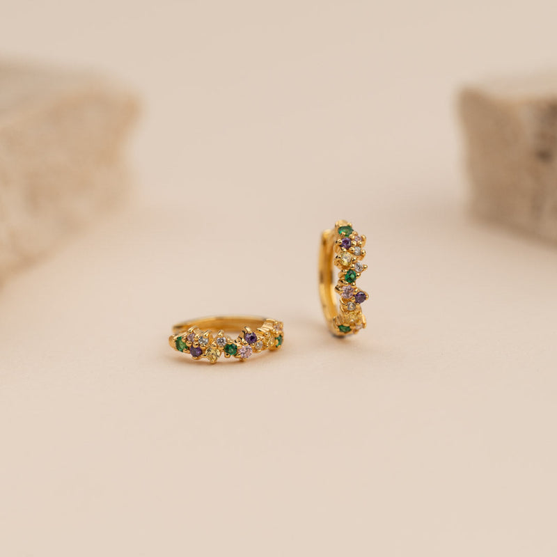 CLAIR RAINBOW GOLDEN SMALL HUGGIE EARRING