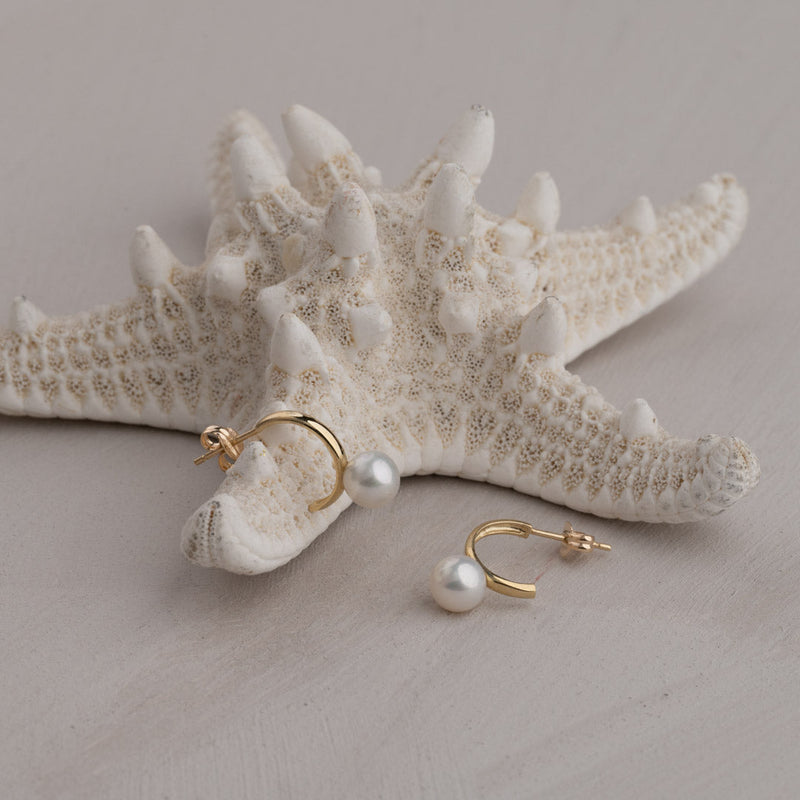 ELAINE PEARL SOLID GOLD EARRING