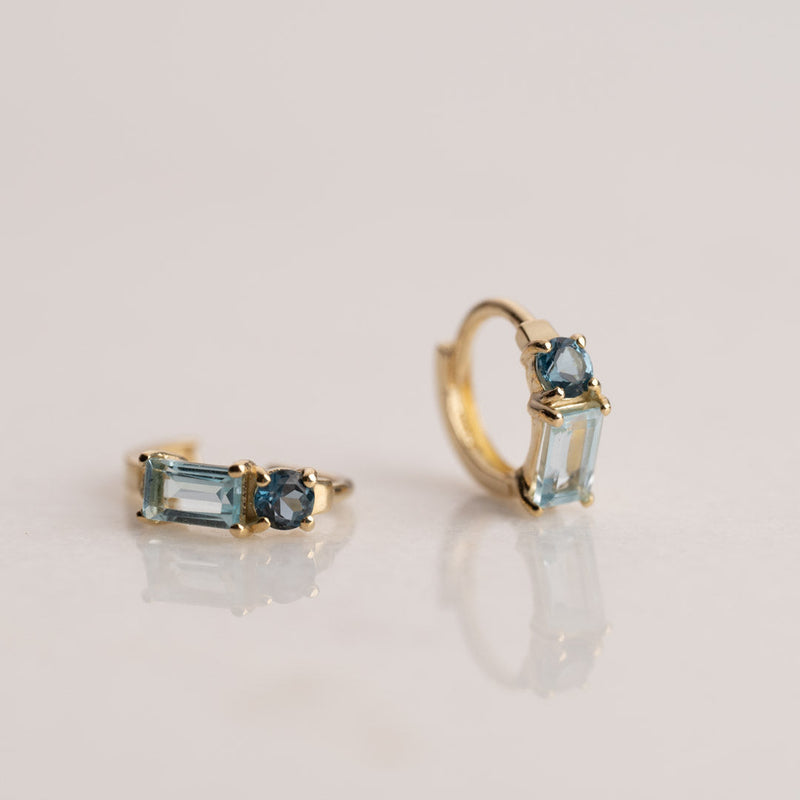 GEMINA BLUE TOPAZ SOLID GOLD EARRING
