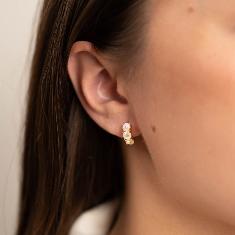 GEMMA MOONSTONE GOLDEN HUGGIE EARRING