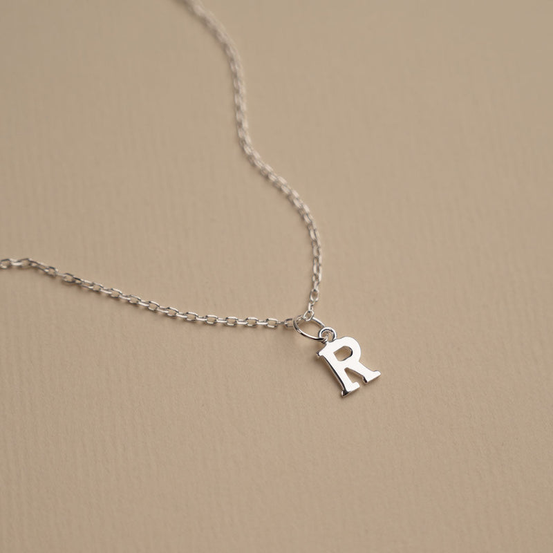 LETTER R SILVER NECKLACE