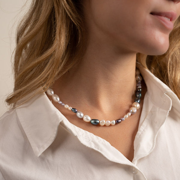 OCEANA COLD BLUE PEARL NECKLACE